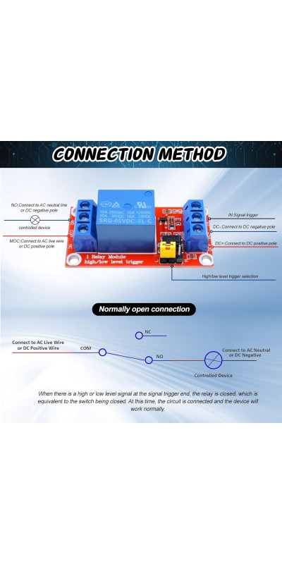 1 Channel Relay Board for Raspberry Pi with Opto-Isolated High or Low Level Trigger 5v 1 Channel Switch for Arduino