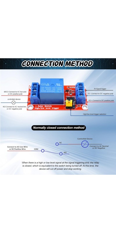 1 Channel Relay Board for Raspberry Pi with Opto-Isolated High or Low Level Trigger 5v 1 Channel Switch for Arduino