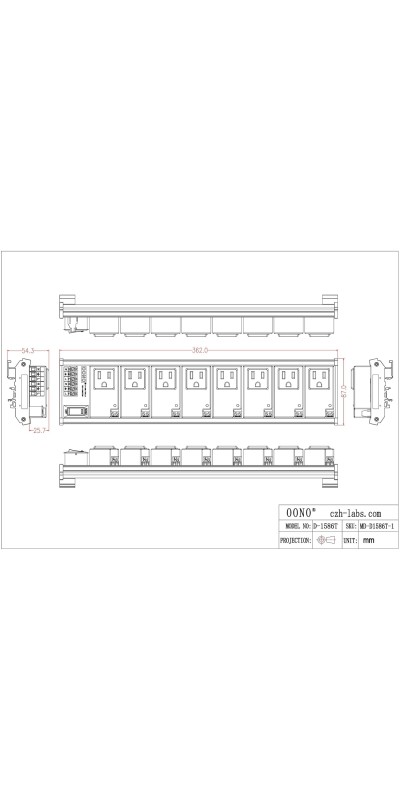 AC Power 8 Channel IoT Relay Outlet Module, DIN Rail or Screw Mounting (D-1586TL)
