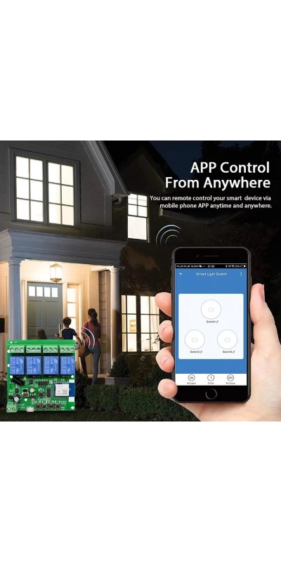 Tuya Smart Life WiFi Momentary Inching Relay Self-Locking Switch Module,DC 7-32V/USB 5V WiFi RF Bluetooth Relay,DIY Smart Home,Compatible with Alexa Goolge Home(1CH) (2CH) (4CH)