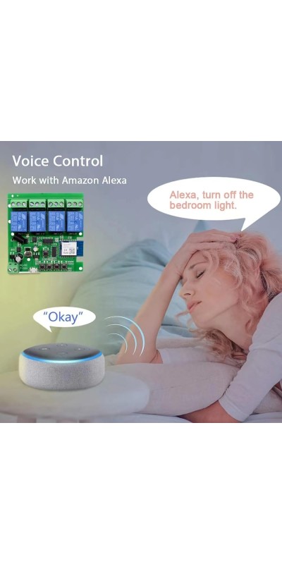 Tuya Smart Life WiFi Momentary Inching Relay Self-Locking Switch Module,DC 7-32V/USB 5V WiFi RF Bluetooth Relay,DIY Smart Home,Compatible with Alexa Goolge Home(1CH) (2CH) (4CH)