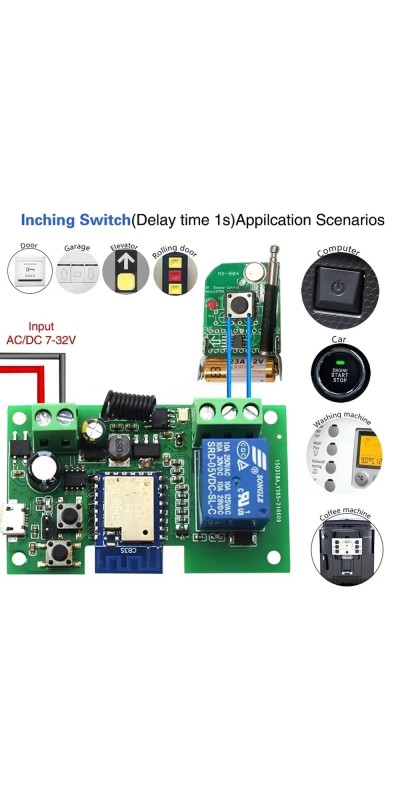 Tuya Smart Life WiFi Momentary Inching Relay Self-Locking Switch Module,DC 7-32V/USB 5V WiFi RF Bluetooth Relay,DIY Smart Home,Compatible with Alexa Goolge Home(1CH) (2CH) (4CH)
