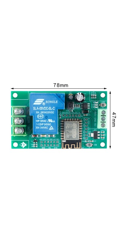 ESP8266 5V 30A Relay Module, 1 Channel ESP-12F Development Board for Smart Home IoT, DC7-80V Power Supply
