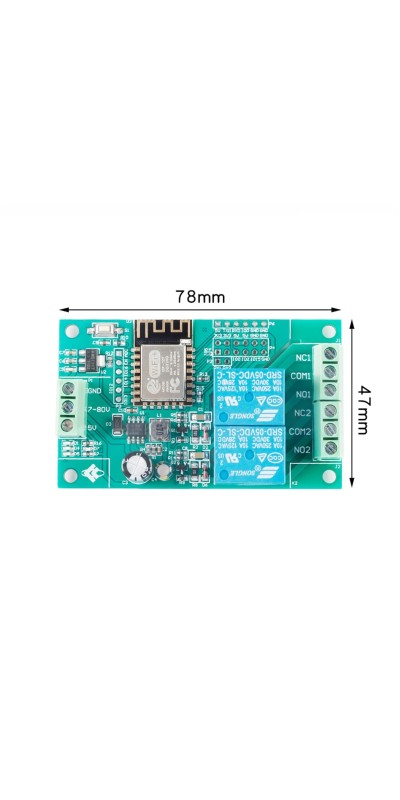 ESP8266 5V 30A Relay Module, 1 Channel ESP-12F Development Board for Smart Home IoT, DC7-80V Power Supply