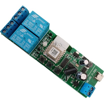 Zigbee 2 Channel 5V 12V Smart Relay Switch,Adjustable Self Lock and Momentary Interlock Working Mode,Works with Tuya eWelink Zigbee Gateway, Alexa, Google Home (ZigBee Hub Required)