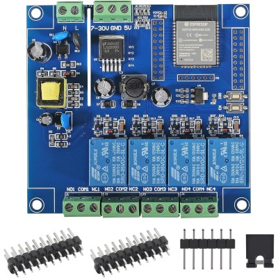 ESP32 WiFi 4 Channel Relay Module ESP32-WROOM-32E 4 Channel Development Board AC/DC Power Supply Switch Controller Board for Arduino Smart Home Wireless Control