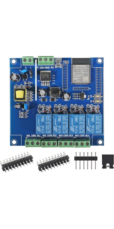 ESP32 WiFi 4 Channel Relay Module ESP32-WROOM-32E 4 Channel Development Board AC/DC Power Supply Switch Controller Board for Arduino Smart Home Wireless Control