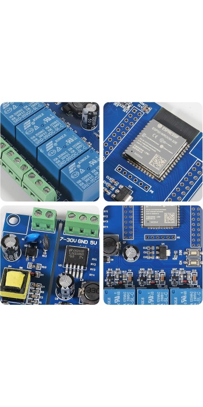 ESP32 WiFi 4 Channel Relay Module ESP32-WROOM-32E 4 Channel Development Board AC/DC Power Supply Switch Controller Board for Arduino Smart Home Wireless Control
