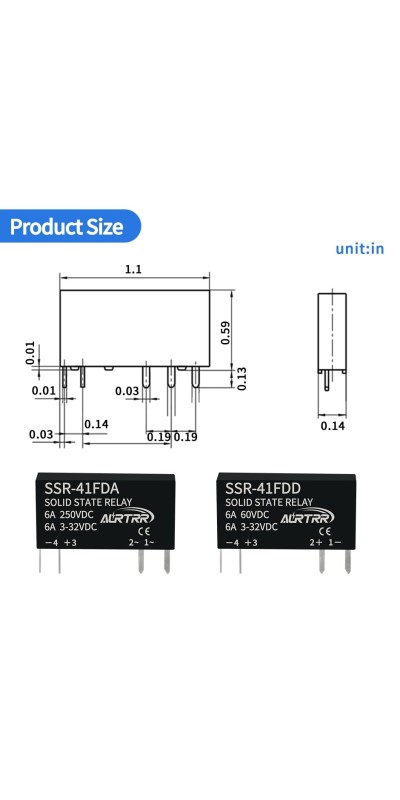 (10pcs)12V 5V 3v 3.3V Solid State Relay 1a,dc SSR,Input:3-32Vdc,Output:5-60Vdc,41Fdd,Non-Contact,Mini,Slim Ac dc-dc,Micro for ESP32 Raspberry Pi Arduino ebike
