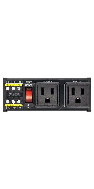 DIN Rail Mount AC 120V NEMA 5-15R Single Receptacle Outlet Power Strip Module, with Rocker Switch Thermal Circuit Breaker Overload Protector