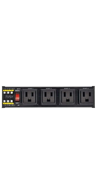 DIN Rail Mount AC 120V NEMA 5-15R Single Receptacle Outlet Power Strip Module, with Rocker Switch Thermal Circuit Breaker Overload Protector
