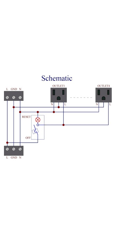 DIN Rail Mount AC 120V NEMA 5-15R Single Receptacle Outlet Power Strip Module, with Rocker Switch Thermal Circuit Breaker Overload Protector