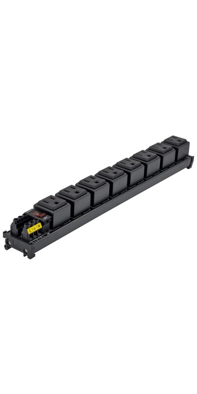 DIN Rail Mount AC 120V NEMA 5-15R Single Receptacle Outlet Power Strip Module, with Rocker Switch Thermal Circuit Breaker Overload Protector