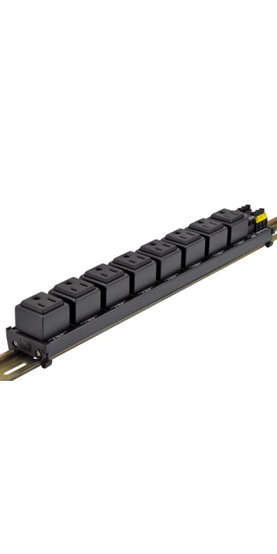 DIN Rail Mount AC 120V NEMA 5-15R Single Receptacle Outlet Power Strip Module, with Rocker Switch Thermal Circuit Breaker Overload Protector