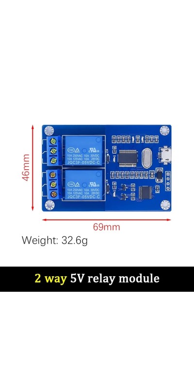 2 4 8Channel Relay Module Relay Control Panel with Indicator Relay Output USB Interface DC 5V Micro USB Relay Module (Color : 2 Channel)