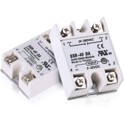 2pcs SSR-40DA Solid State Relay Single Phase Semi-Conductor Relay Input 3-32V DC Output 24-380V AC