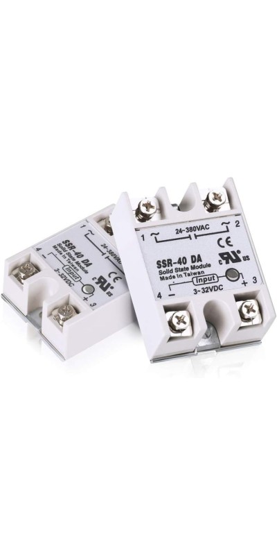 2pcs SSR-40DA Solid State Relay Single Phase Semi-Conductor Relay Input 3-32V DC Output 24-380V AC