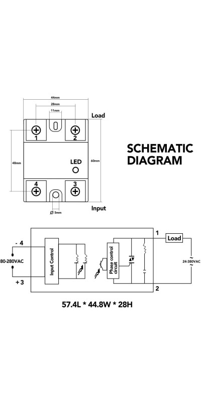 2pcs SSR-40DA Solid State Relay Single Phase Semi-Conductor Relay Input 3-32V DC Output 24-380V AC