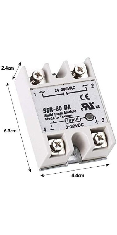 2pcs SSR-40DA Solid State Relay Single Phase Semi-Conductor Relay Input 3-32V DC Output 24-380V AC