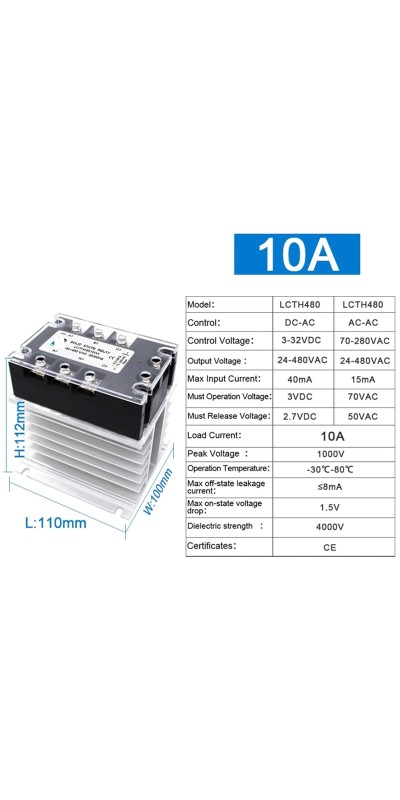 Three Phase Solid State Relay SSR Zero Cross 3-Phase Load Relay 3-32VDC Control with Radiator 380V10A 25A 40A 60A 80A 100A(AC-AC,80A)