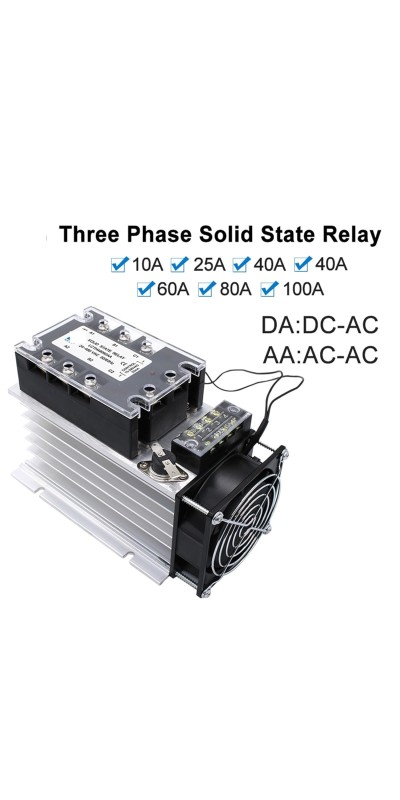 Three Phase Solid State Relay SSR Zero Cross 3-Phase Load Relay 3-32VDC Control with Radiator 380V10A 25A 40A 60A 80A 100A(AC-AC,80A)