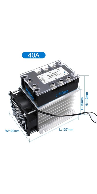 Three Phase Solid State Relay SSR Zero Cross 3-Phase Load Relay 3-32VDC Control with Radiator 380V10A 25A 40A 60A 80A 100A(AC-AC,80A)