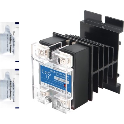 Solid State Relay SSR-25DA with Heat Sink DC to AC Input 3-32VDC To Output 24-480VAC 25A Single Phase Plastic Cover