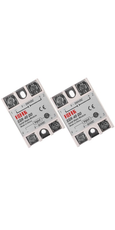 2pcs SSR-40DD Solid State Relay DC to DC Input 3-32VDC Output 5-200VDC Single Phase Solid State Relay