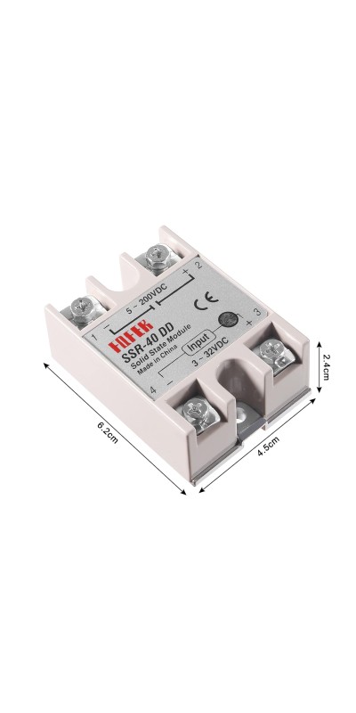 2pcs SSR-40DD Solid State Relay DC to DC Input 3-32VDC Output 5-200VDC Single Phase Solid State Relay