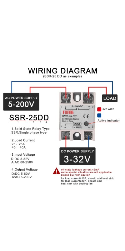 2pcs SSR-40DD Solid State Relay DC to DC Input 3-32VDC Output 5-200VDC Single Phase Solid State Relay