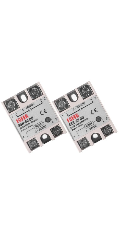 2pcs SSR-40DD Solid State Relay DC to DC Input 3-32VDC Output 5-200VDC Single Phase Solid State Relay