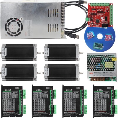 4 Axis Nema 23 Stepper Motor Kit,3A 425oz.in 112mm Motor Driver,Mach3 Motion Control Card 4 axis USB CNC Controller Kit,36V DC Power Supply for CNC Router Engraving Machine