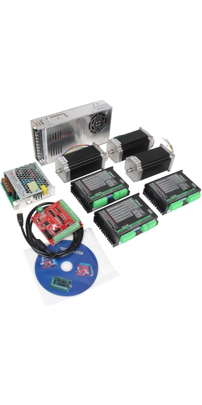 4 Axis Nema 23 Stepper Motor Kit,3A 425oz.in 112mm Motor Driver,Mach3 Motion Control Card 4 axis USB CNC Controller Kit,36V DC Power Supply for CNC Router Engraving Machine