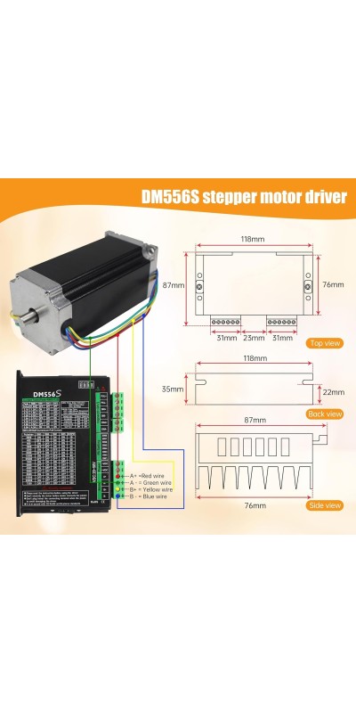 4 Axis Nema 23 Stepper Motor Kit,3A 425oz.in 112mm Motor Driver,Mach3 Motion Control Card 4 axis USB CNC Controller Kit,36V DC Power Supply for CNC Router Engraving Machine