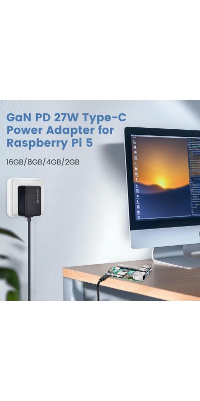RasTech 5 8GB Kit 64GB Edition with Active Cooler,27W GaN 5.1V5A USB-C Power Supply,Pi5 8GB Board,64GB Card Readers Kit,Pi 5 Case,Dual 4K Micro HD Out Cables and User Manual