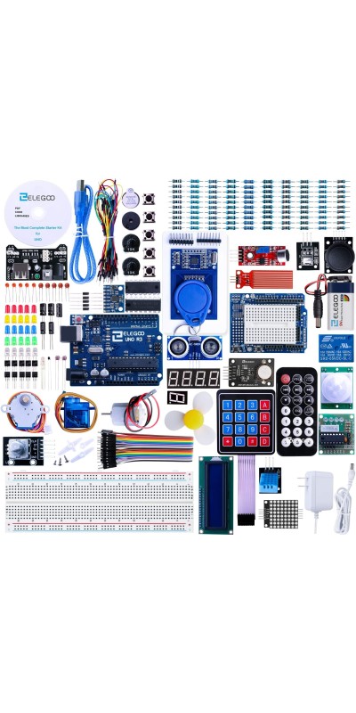 UNO R3 Project Most Complete Starter Kit with Tutorial Compatible with Arduino IDE (200+ Components)