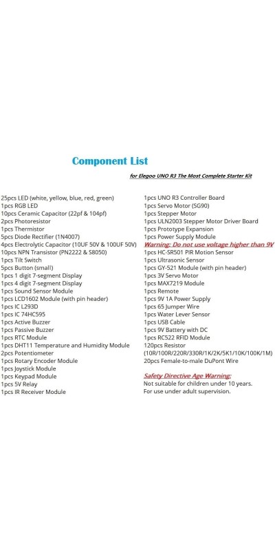 UNO R3 Project Most Complete Starter Kit with Tutorial Compatible with Arduino IDE (200+ Components)