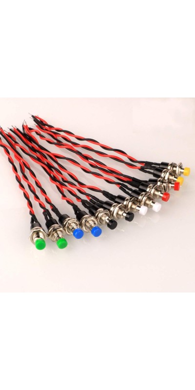 12pcs 7mm 3V-6V-12V-24V-230V/1A Prewired Mini Momentary Push Button,SPST Nomal Open ON/Off 2 Pin Round Button for Model Railway Hobby