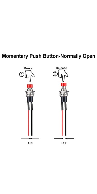 12pcs 7mm 3V-6V-12V-24V-230V/1A Prewired Mini Momentary Push Button,SPST Nomal Open ON/Off 2 Pin Round Button for Model Railway Hobby