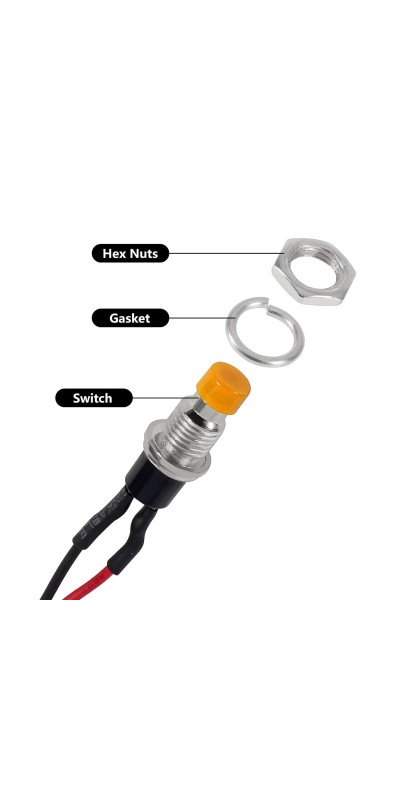 12pcs 7mm 3V-6V-12V-24V-230V/1A Prewired Mini Momentary Push Button,SPST Nomal Open ON/Off 2 Pin Round Button for Model Railway Hobby