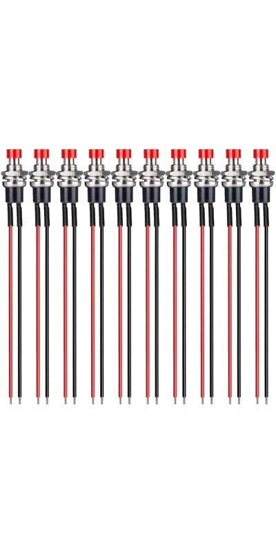 12pcs 7mm 3V-6V-12V-24V-230V/1A Prewired Mini Momentary Push Button,SPST Nomal Open ON/Off 2 Pin Round Button for Model Railway Hobby