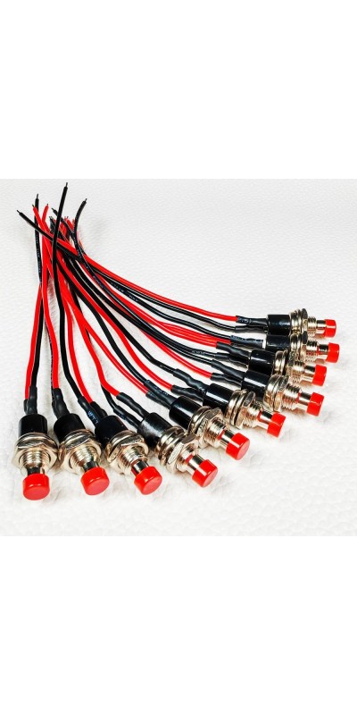 12pcs 7mm 3V-6V-12V-24V-230V/1A Prewired Mini Momentary Push Button,SPST Nomal Open ON/Off 2 Pin Round Button for Model Railway Hobby