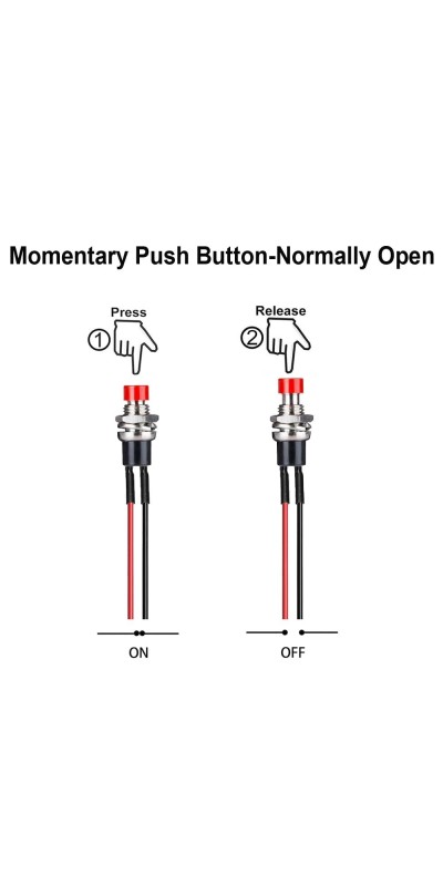 12pcs 7mm 3V-6V-12V-24V-230V/1A Prewired Mini Momentary Push Button,SPST Nomal Open ON/Off 2 Pin Round Button for Model Railway Hobby