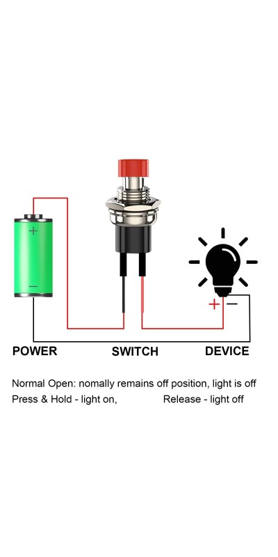 12pcs 7mm 3V-6V-12V-24V-230V/1A Prewired Mini Momentary Push Button,SPST Nomal Open ON/Off 2 Pin Round Button for Model Railway Hobby