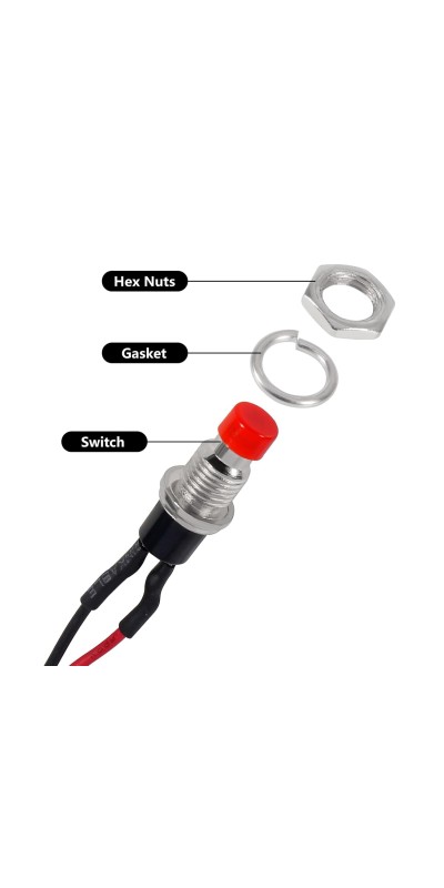 12pcs 7mm 3V-6V-12V-24V-230V/1A Prewired Mini Momentary Push Button,SPST Nomal Open ON/Off 2 Pin Round Button for Model Railway Hobby
