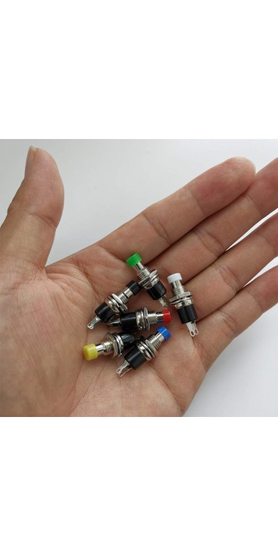 12pcs 7mm 3V-6V-12V-24V-230V/1A Prewired Mini Momentary Push Button,SPST Nomal Open ON/Off 2 Pin Round Button for Model Railway Hobby