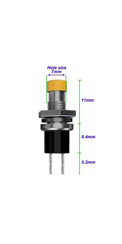 12pcs 7mm 3V-6V-12V-24V-230V/1A Prewired Mini Momentary Push Button,SPST Nomal Open ON/Off 2 Pin Round Button for Model Railway Hobby