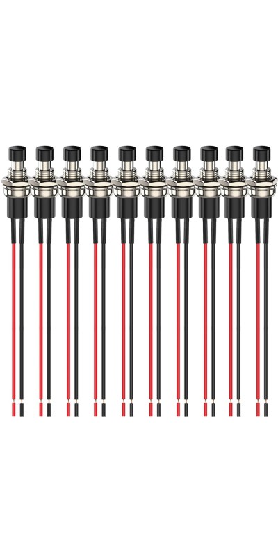 12pcs 7mm 3V-6V-12V-24V-230V/1A Prewired Mini Momentary Push Button,SPST Nomal Open ON/Off 2 Pin Round Button for Model Railway Hobby