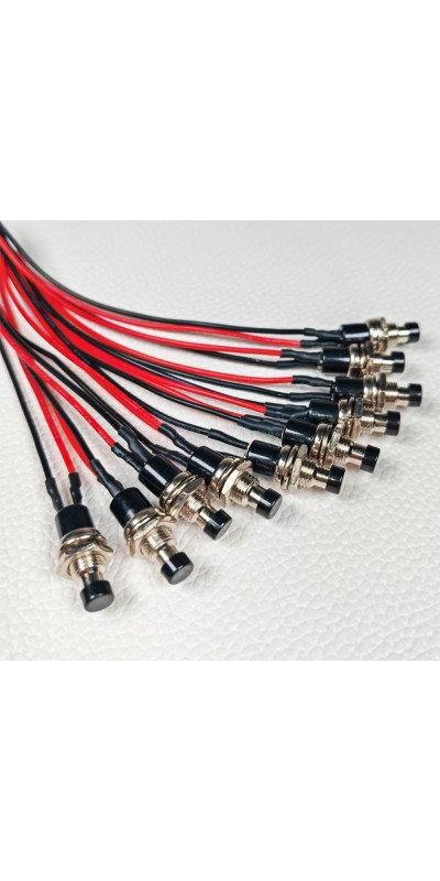 12pcs 7mm 3V-6V-12V-24V-230V/1A Prewired Mini Momentary Push Button,SPST Nomal Open ON/Off 2 Pin Round Button for Model Railway Hobby