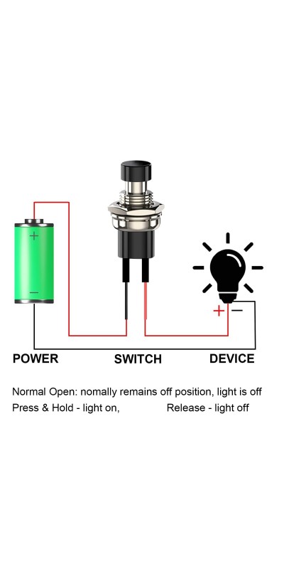12pcs 7mm 3V-6V-12V-24V-230V/1A Prewired Mini Momentary Push Button,SPST Nomal Open ON/Off 2 Pin Round Button for Model Railway Hobby